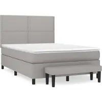 Syfax Cama box spring con colchón tela gris claro 140x200 cm