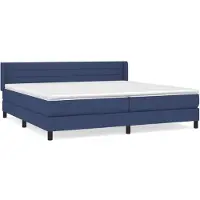 Syfax Cama box spring con colchón tela azul 200x200 cm