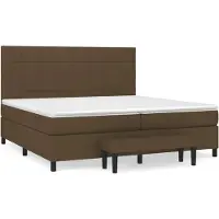 Syfax Cama box spring con colchón tela marrón oscuro 200x200 cm