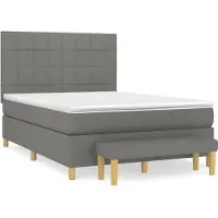 Syfax Cama box spring con colchón tela gris oscuro 140x200 cm