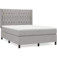 Syfax Cama box spring con colchón tela gris claro 140x190 cm