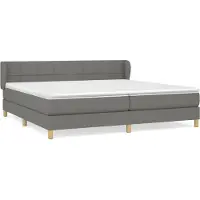 Syfax Cama box spring con colchón tela gris oscuro 200x200 cm