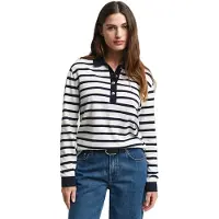 Gant para mujer. 4200556 Polo de piqué de manga larga con raya bretona blanco, marino (L), Casual, Algodón, outlet 2026.