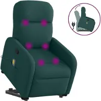 Syfax Silla de masaje reclinable de pie de tela verde oscura