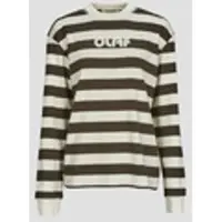OLAF Camiseta manga larga STRIPED RIB RETRO LOGO CREWNECK mujer - Beige - EU M