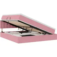 vidaXL Cama con almacenamiento y cabecero, color rosa, 180 x 200 cm, tapizada en terciopelo