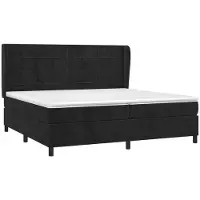 Syfax Cama box spring con colchón terciopelo negro 200x200 cm