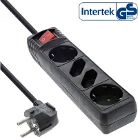 InLine 16445S, 5 metros, Cable en espiral, 1,5 mm², Negro, Plástico, 2 enchufes de corriente / 2 tomas de corriente
