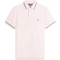Tommy Hilfiger Camiseta 'Slim Fit Tipped' rosa pastel / rojo / negro / blanco