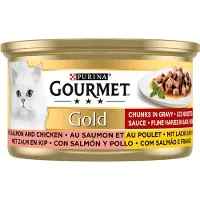 Gourmet Gold Trocitos Finos en Salsa - Salmón y Pollo - 24 x 85 g
