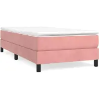 Syfax Cama box spring con colchón terciopelo rosa 100x200 cm
