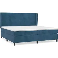 Syfax Cama box spring con colchón terciopelo azul oscuro 200x200 cm