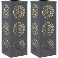 vidaXL Lámpara solar LED para jardín, 2 unidades, luz blanca cálida, 18 x 18 x 50 cm
