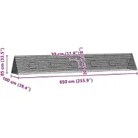 vidaXL Jaula para gallinas, color plateado, 650 x 100 x 85 cm, acero galvanizado