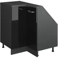 Vicco Armario de cocina esquinero para techo inclinado R-Line Negro brillo intenso 75.6 cm con 1 puerta, Model 59097