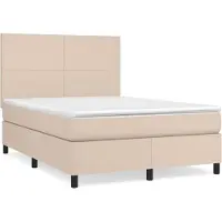 Syfax Cama box spring con colchón cuero sintético capuchino 140x190cm