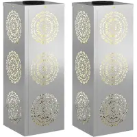vidaXL Lámpara solar LED para jardín, 2 unidades, luz blanca cálida, 18 x 18 x 50 cm