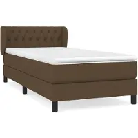 Syfax Cama box spring con colchón tela marrón oscuro 90x190 cm