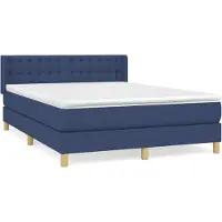 Syfax Cama box spring con colchón tela azul 140x200 cm