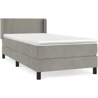 Syfax Cama box spring con colchón terciopelo gris claro 100x200 cm