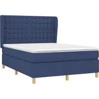 Syfax Cama box spring con colchón tela azul 140x190 cm