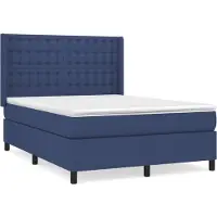 Syfax Cama box spring con colchón tela azul 140x200 cm