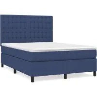 Syfax Cama box spring con colchón tela azul 140x200 cm