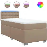 Syfax Cama box spring con colchón cuero sintético capuchino 100x200cm