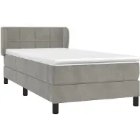 Syfax Cama box spring con colchón terciopelo gris claro 80x200 cm