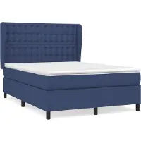 Syfax Cama box spring con colchón tela azul 140x190 cm