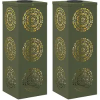 vidaXL Lámpara solar LED para jardín, 2 unidades, luz blanca cálida, 18 x 18 x 50 cm