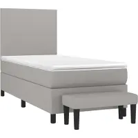 Syfax Cama box spring con colchón tela gris claro 80x200 cm