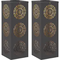 vidaXL Lámpara solar LED para jardín, 2 unidades, luz blanca cálida, 18 x 18 x 50 cm