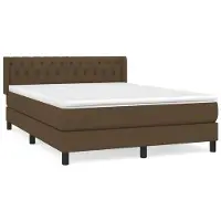 Syfax Cama box spring con colchón tela marrón oscuro 140x200 cm
