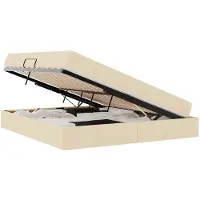 vidaXL Cama con almacenamiento y colchón, color crema, 180 x 200 cm, de poliéster