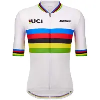 Santini - UCI World Champion Jersey - Maillot de ciclismo size XS, blanco