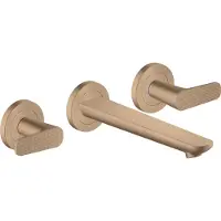 Axor Grifo de lavabo empotrado Citterio C, con tres orificios, para montaje en pared, con caño de 195 mm - Diseño cúbico, acabado en rojo dorado cepillado