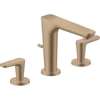 Axor Grifo para lavabo Citterio C, modelo de 3 orificios, altura de 125 mm, con sistema de desagüe con varillas y acabado en dorado cepillado