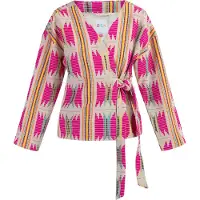 IZIA Cárdigan beige claro / turquesa / amarillo oscuro / magenta