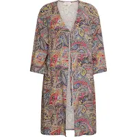 Usha Kimono crema / azul oscuro / naranja claro / rojo fuego