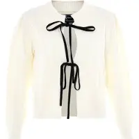 Faina Cárdigan negro / blanco lana