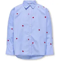 ONLY GIRLS Blusa 'KOGNEW' azul paloma / rojo oscuro / offwhite