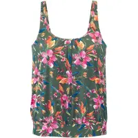 LASCANA Top de tankini azul / oliva / naranja neón / rosa claro