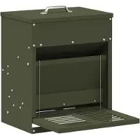 vidaXL Comedero para gallinas, color verde oliva, 33 x 42 x 40 cm, capacidad: 10 kg