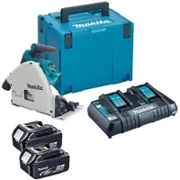 Makita DSP600PT2J, apto para: yeso, madera, color: negro, azul, motor: sin escobillas, protección: contra sobrecarga, diámetro del disco: 16,5 cm, velocidad: 6300 rpm