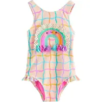 Next Traje de baño beige / azul oscuro / amarillo limón / rosa