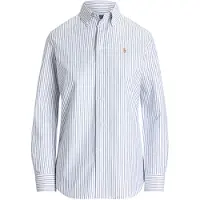 Ralph Lauren para mujer. 211941508001 Camisa oxford Slim elástica con rayas blanco, azul (36), Casual, Algodón, Clásico, Manga larga, P