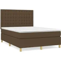 Syfax Cama box spring con colchón tela marrón oscuro 140x200 cm