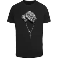 Mister tee Camiseta 'Faith Meets Strength' gris / gris claro / negro / blanco