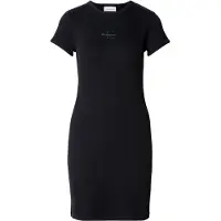Calvin Klein Short Sleeve Monologo 2x2 Baby Rib Dress Black Talla: S | Mini Vestidos Outlet | Mujer | Negro